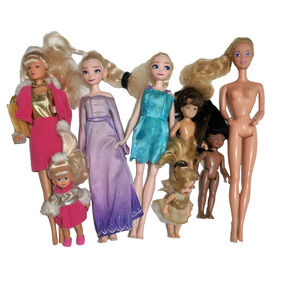 Vintage Assorted Fashion Dolls Lot of 8 Mixed Brands Various Sizes Disney Kenner